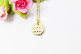 Gold Aquarius Charm Necklace, Small Zodiac Horoscope Charm, 18K Gold over Brass, Astrological Zodiac Signs, Zodiac Symbols, Birthday, N2835