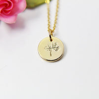Gold Tree of Life Charm Necklace, Tree of Life Charm, 18K Gold over Brass, Hand Stamp Tree of Life, N2848