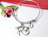 Silver Egyptian Eye of Horus Charm Bracelet, Personalized Gift, N2926