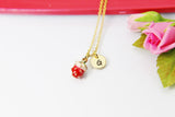 Gold  Red Strawberry Necklace, Daughter Necklace, Gift for Daughter, Daughter Jewelry, Cute Strawberry Jewelry, Personalized Gift, N2930