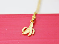 Gold Banana Necklace, Foodie Gift, Sisters Necklace, Gift for Girlfriend, Cousin Birthday Gift, Big Sister Gift, Giggles, Secrets N2886