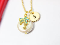 Gold Natural Cultured Freshwater Pearl Palm Tree Necklace, Anniversary Gifts, Wedding Anniversary, N2907
