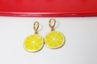 Gold Lemon Earrings, Yellow Lemon Earrings, N2947