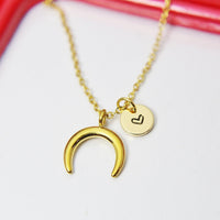 Best Christmas Gift, Gold Crescent Moon Necklace, Crescent Moon Jewelry, Celestial Personalized Jewelry, N2949