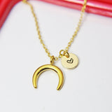 Best Christmas Gift, Gold Crescent Moon Necklace, Crescent Moon Jewelry, Celestial Personalized Jewelry, N2949