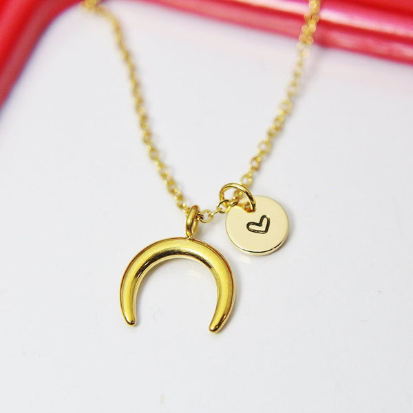 Best Christmas Gift, Gold Crescent Moon Necklace, Crescent Moon Jewelry, Celestial Personalized Jewelry, N2949