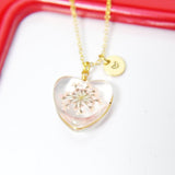 Gold Heart Pink Flower, Personalized, N2955