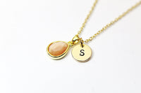 Sunstone Necklace, Natural Gemstone Jewelry, N2920