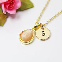 Sunstone Necklace, Natural Gemstone Jewelry, N2920