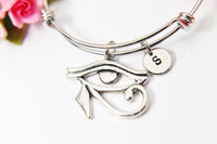 Silver Egyptian Eye of Horus Charm Bracelet, Personalized Gift, N2926