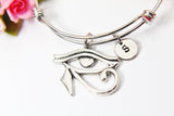 Silver Egyptian Eye of Horus Charm Bracelet, Personalized Gift, N2926