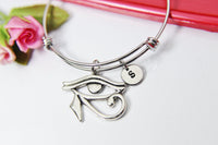 Silver Egyptian Eye of Horus Charm Bracelet, Personalized Gift, N2926