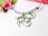 Silver Egyptian Eye of Horus Charm Bracelet, Personalized Gift, N2926