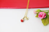 Gold  Red Strawberry Necklace, Daughter Necklace, Gift for Daughter, Daughter Jewelry, Cute Strawberry Jewelry, Personalized Gift, N2930