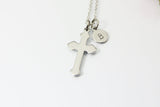 Stainless Steel Cross Charm Necklace, Silver Cross Charm, Personalized  Customized Monogram, N145
