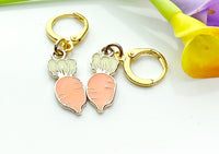 Orange Radish Earrings, Gold Carrot Radish Charm Earrings, Veggies Jewelry, Best Gift Best Friends, Mom, Aunt, Sister, Daughter, N2967