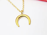 Gift for Girlfriend from Boyfriend Necklace, Sister Necklace, Mother Daughter Necklace, Gold Double Horn Crescent Moon Necklace, N2942