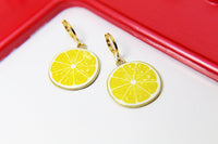 Gold Lemon Earrings, Yellow Lemon Earrings, N2947