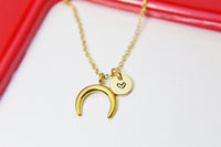 Best Christmas Gift, Gold Crescent Moon Necklace, Crescent Moon Jewelry, Celestial Personalized Jewelry, N2949