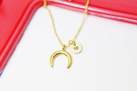 Best Christmas Gift, Gold Crescent Moon Necklace, Crescent Moon Jewelry, Celestial Personalized Jewelry, N2949