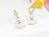 Halloween Earrings, Gold Hoop or Dangle Cute Black White Ghost Earrings, Halloween Jewelry Gift, N2986