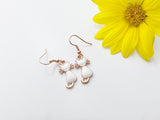 Halloween Earrings Gift, Rose Gold Hoop or Dangle Cute White Cat Earrings, Halloween Jewelry Gift, N2995