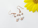 Rose Gold Cute White Cat Earrings, Halloween Jewelry Gift, N2995
