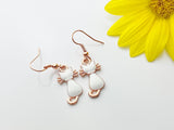 Halloween Earrings Gift, Rose Gold Hoop or Dangle Cute White Cat Earrings, Halloween Jewelry Gift, N2995