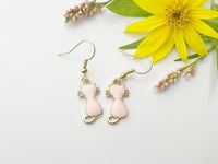 Halloween Earrings Gift, Gold Hoop or Dangle Cute Pink Cat Earrings, Halloween Jewelry Gift, N2996