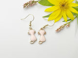 Halloween Earrings Gift, Gold Hoop or Dangle Cute Pink Cat Earrings, Halloween Jewelry Gift, N2996
