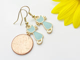 Gold Cute Blue Mint Cat Charm Earrings, N2999