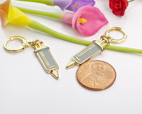 Medical Syringe Earrings, Gold Syringe Earrings, Doctor Nurse Gift, Medical Student Gift, N2975