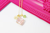 Gold Pink Press Flower Necklace, N2984