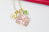 Gold Pink Press Flower Necklace, N2984