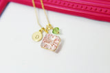 Gold Pink Press Flower Necklace, N2984