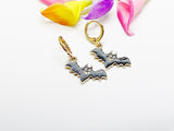 Halloween Earrings, Gold Hoop or Dangle Cute Black Bat Earrings, Halloween Jewelry Gift, N2985