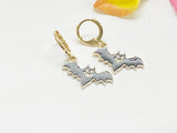 Halloween Earrings, Gold Hoop or Dangle Cute Black Bat Earrings, Halloween Jewelry Gift, N2985
