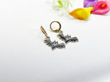 Halloween Earrings, Gold Hoop or Dangle Cute Black Bat Earrings, Halloween Jewelry Gift, N2985
