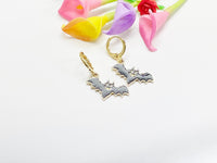 Halloween Earrings, Gold Hoop or Dangle Cute Black Bat Earrings, Halloween Jewelry Gift, N2985