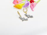 Halloween Earrings, Gold Hoop or Dangle Cute Black Bat Earrings, Halloween Jewelry Gift, N2985