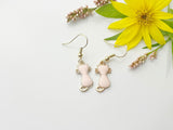 Halloween Earrings Gift, Gold Hoop or Dangle Cute Pink Cat Earrings, Halloween Jewelry Gift, N2996