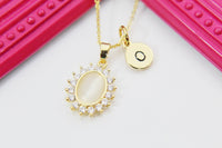 Gold Cat Eye Oval Necklace, N3016