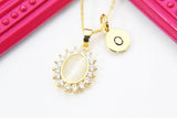 Gold Cat Eye Oval Necklace, N3016