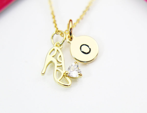 Best Christmas Present Real 18K Gold Plated High Heel Diamond Shoe Necklace, Gift For Best Friend, Daughter, Girl, Sister, Niece, N3022