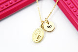 Best Christmas Present Real 18K Gold Plated Virgin Mary Necklace, Gift For Mom, Aunt, Granddaughter, Daughter, Sister, Niece N3038