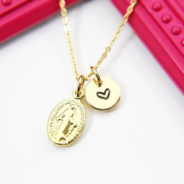 Best Christmas Present Real 18K Gold Plated Virgin Mary Necklace, Gift For Mom, Aunt, Granddaughter, Daughter, Sister, Niece N3038