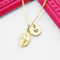 Best Christmas Present Real 18K Gold Plated Virgin Mary Necklace, Gift For Mom, Aunt, Granddaughter, Daughter, Sister, Niece N3038