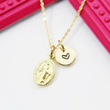 Best Christmas Present Real 18K Gold Plated Virgin Mary Necklace, Gift For Mom, Aunt, Granddaughter, Daughter, Sister, Niece N3038