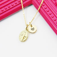 Best Christmas Present Real 18K Gold Plated Virgin Mary Necklace, Gift For Mom, Aunt, Granddaughter, Daughter, Sister, Niece N3038