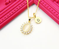 Gold Cat Eye Oval Necklace, N3016